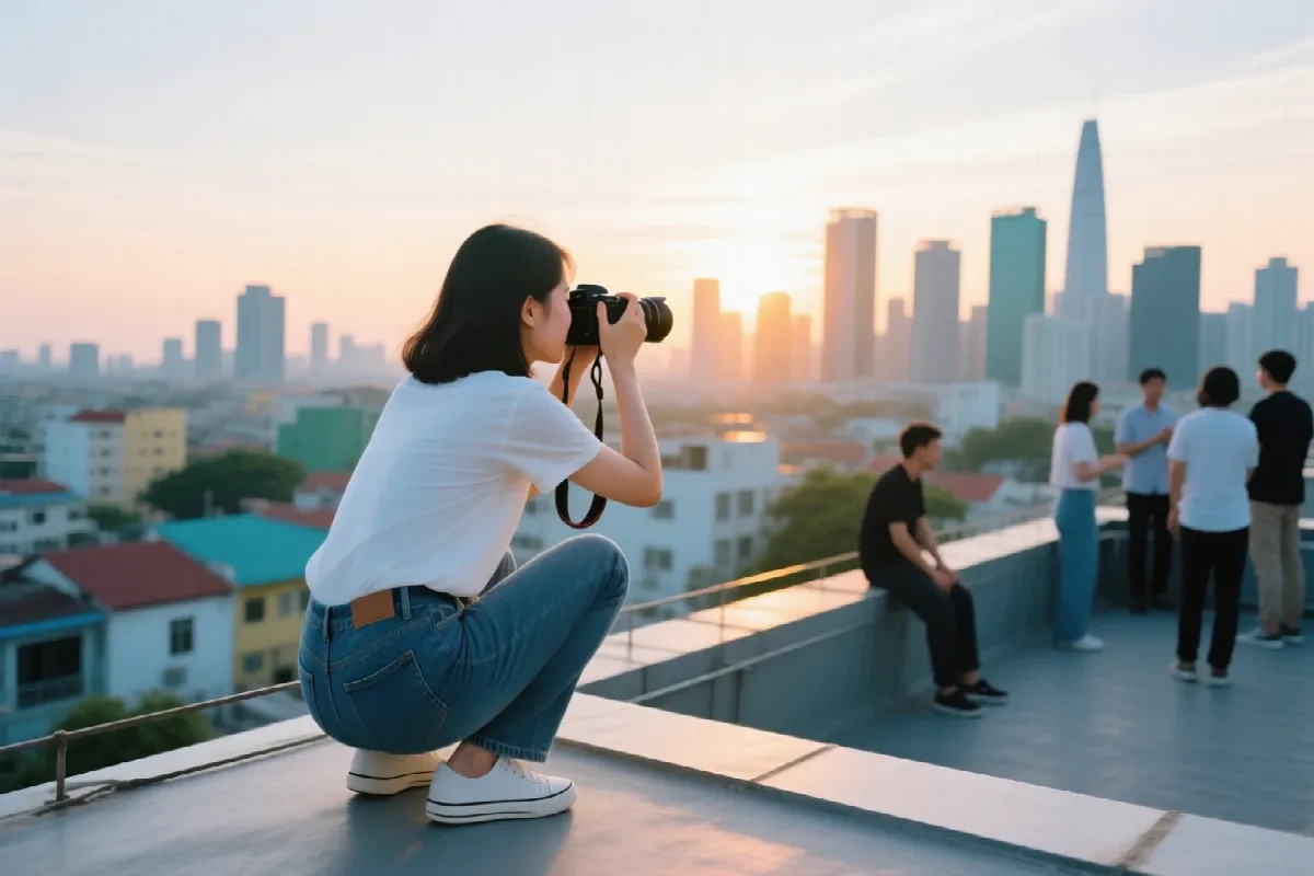 Góc máy, tiêu cự và bố cục: tả đúng chỗ đứng nhìn trong mô tả AI