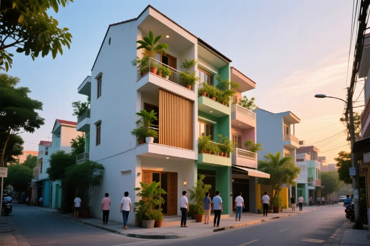 Hình ảnh ngoại thất nhà phố, nhà vườn Việt Nam: tả mặt tiền cho đúng